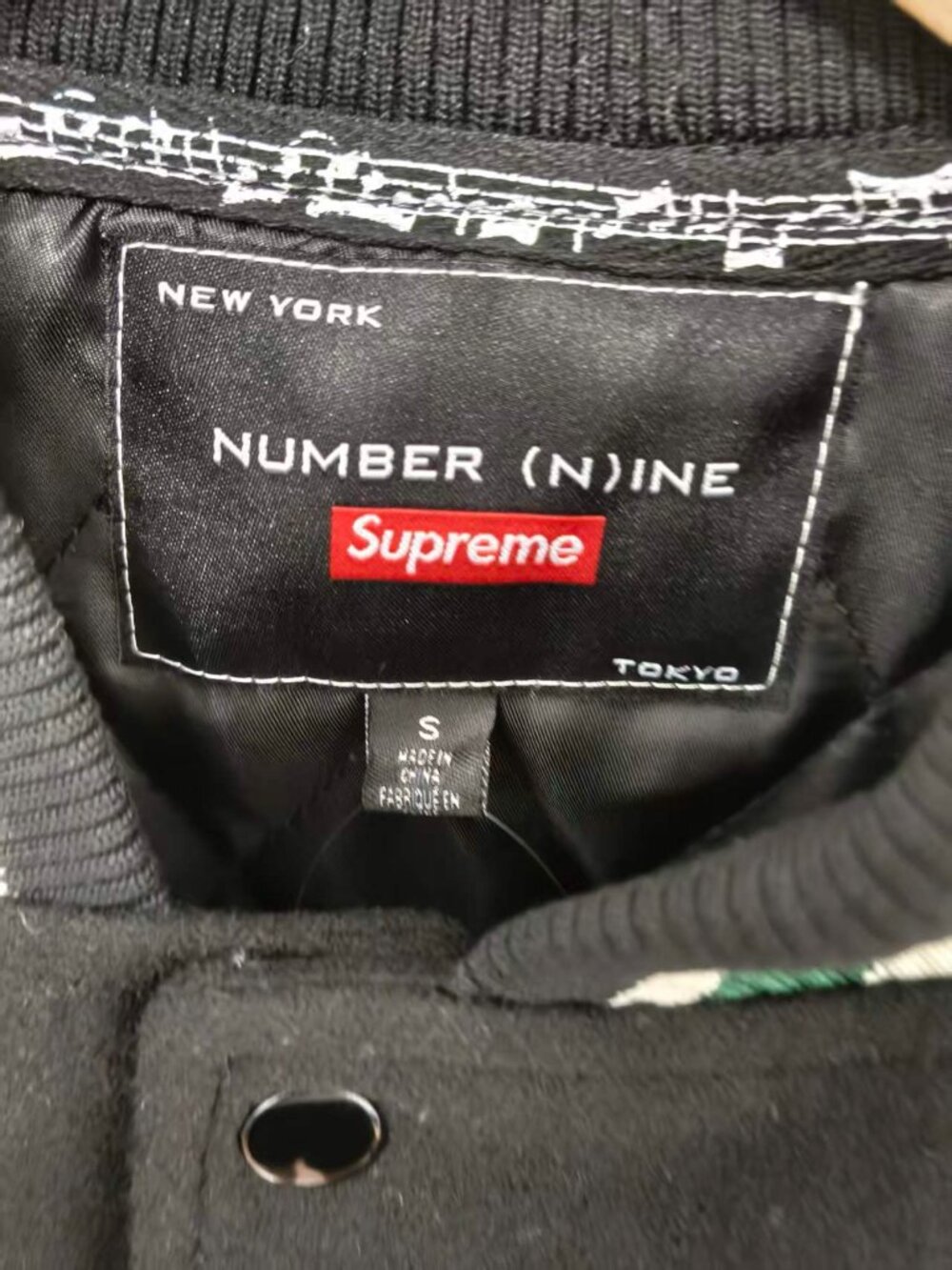 Supreme x Number (N)ine Mickey Varsity Jacket, Black & Green - Picture 2 of 8
